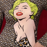 Marilyn Monroe   Camiseta De Cuello Simulado Con Grafico De Leopardo Y Figura