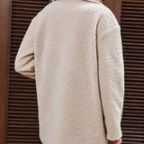 EZwear Abrigo teddy panel en contraste con bolsillo con solapa de hombros caidos