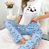 Conjunto de pijama pantalones con camiConjuntoa con estampado de panda y slogan