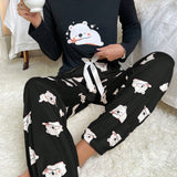 Conjunto De Pijama Impreso De Doble Largo De Seda De Helada