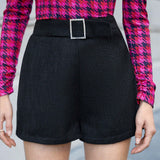 Prive Shorts tweed unicolor con cinturon