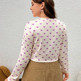 EZwear Plus Size Women's Full-frame Love Heart Print T-shirt