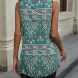 Blusa con estampado de paisley de cuello cuadrado