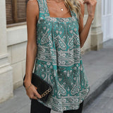 Blusa con estampado de paisley de cuello cuadrado