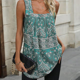 Blusa con estampado de paisley de cuello cuadrado