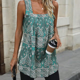 Blusa con estampado de paisley de cuello cuadrado