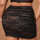 SXY Plus Size Women's Pleated Lace Skirt Sexy Outfits Club Valentines Outfits