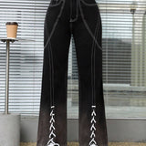 EZwear Jeans con puntada en contraste con cordon delantero