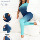 Yoga Trendy Conjunto deportivo inconsutil de ombre de cintura ancha