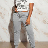 Slayr Camiseta crop con estampado de slogan & Pantalones deportivos de cintura con cordon