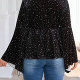 Clasi V-neck Wrap Front Top With Big Starry Sky Print