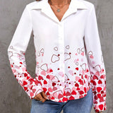 Camisa Con Botones Y Estampado De Corazones