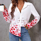 Camisa Con Botones Y Estampado De Corazones