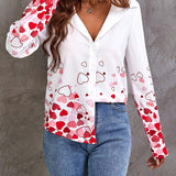 Camisa Con Botones Y Estampado De Corazones