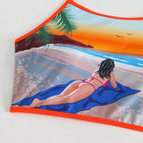 Swim Vcay Top bikini halter con estampado de figura