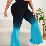 Yoga Trendy Talla grande Pantalones deportivos de ombre de cintura ancha pierna amplia