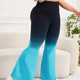 Yoga Trendy Talla grande Pantalones deportivos de ombre de cintura ancha pierna amplia