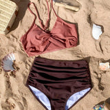 DAZY Conjunto De Bikini Bandeau Retorcido Con Bloque De Color