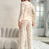 Conjunto De Pijama Con Pantalon Y Top Con Estampado Floral Para Mujer