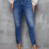 LUNE Jeans Ajustados De Mujer Con Bolsillos Inclinados Y Detalles De Botones