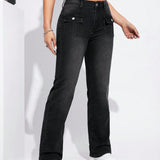 EZwear Jeans de pierna amplia con bolsillo con solapa