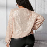 CURVE+ Camisa De Lentejuelas Brillantes Para Mujer a Grande