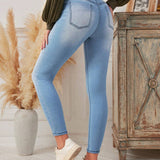 LUNE Jeans Degradados De Corte Ajustado Y Largo 3/4 Para Mujer