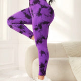 Pantalones De Yoga Con Polainas Deportivas Con Efecto Tie-dye Sin Costuras De Talla Grande