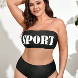 Swim Curve Bikini De Talla Grande Con Estilo De Chaleco, Traje De Bano De 4 Piezas Separado