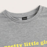 EZwear Camiseta cortada de manga corta ajustada para mujer con estampado de slogan y cuello redondo "Pretty Little Girl"