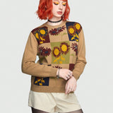 ROMWE Hippie Jersey Con Cuello Redondo Y Estampado Floral