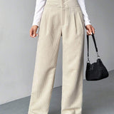 EZwear Pantalones Plisados Con Pliegues Solidos