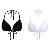 Swim Basics Top De Bikini Con Cuello Halter Para Mujer, 2 Piezas/juego