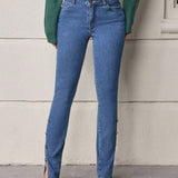 LUNE Jeans Ajustados De Mujer Con Dobladillo Dividido
