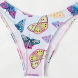 Conjunto De Bikini Separado Con Estampado De Mariposas Para Mujer