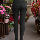 Frenchy Pantalones Jeans De Mezclilla Ajustados De Alta Elasticidad Para Mujer Con Bolsillo Lateral