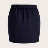 Frenchy Plus Flap Pocket Button Front Skirt