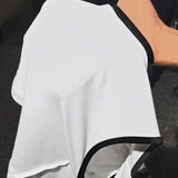 EZwear Plus Size Colorblock Contrast Trim Hollow Out T-shirt