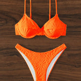 Swim Bikini De Traje De Bano Con Cuello En V De Color Solido