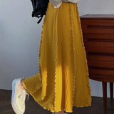 FRIFUL Falda Acanalada De Color Solido Para Mujer