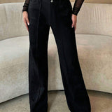 SXY Jeans Rectos Con Cintura Alta Y Color Liso