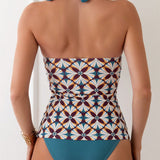 Swim Conjunto De Tankini De Mujer Con Patchwork