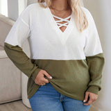 Essnce Textured Color Block Fashionable Long Sleeve Top