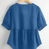 Clasi Blusa Peplum De Altura Alta Y Baja Solida Para as Grandes