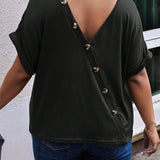 Plus Size Women's Back Button T-shirt