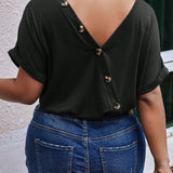 Plus Size Women's Back Button T-shirt