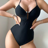 Swim Traje De Bano De Una Pieza Con Espalda En Forma De U Y Recorte