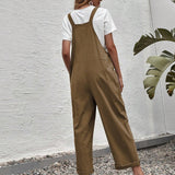 VCAY Solid Color Patchwork Pocket Overalls