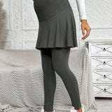 Pantalones Largos De Punto De Cintura Ajustable Para Maternidad, Estilo De Leggings