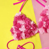 Conjunto De Bikini De Traje De Bano De Aplicacion Floral Para San Valentin